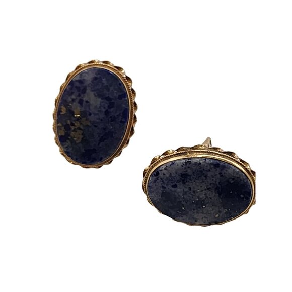 Vintage 70s 14kt Custom Made Lapis or Sodalite Cufflinks (A4415) - Picture 5 of 8